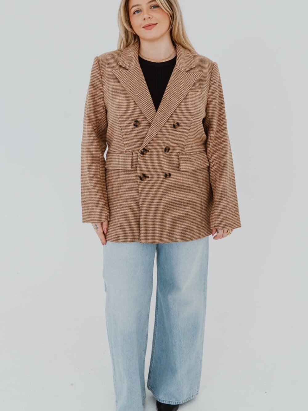 NWT FAVORITE DAUGHTER PHOEBE HOUDSTOOTH WOOL-BLEND BLAZER - XL
